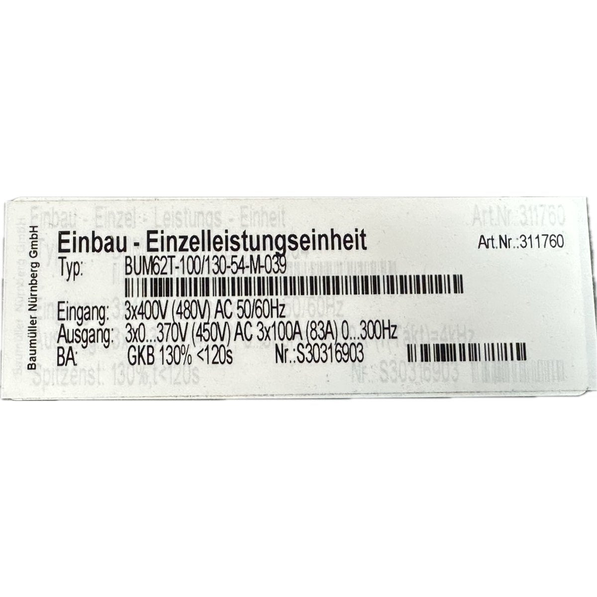 Baumüller BUM62T-100/130-54-M-039-4