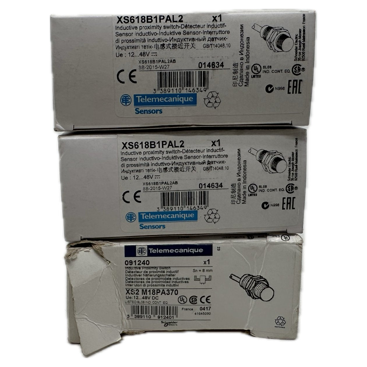 AJ1139 Posten 3 Stück Sensoren Telemecanique XS618B1PAL2 XS2M18PA370_3