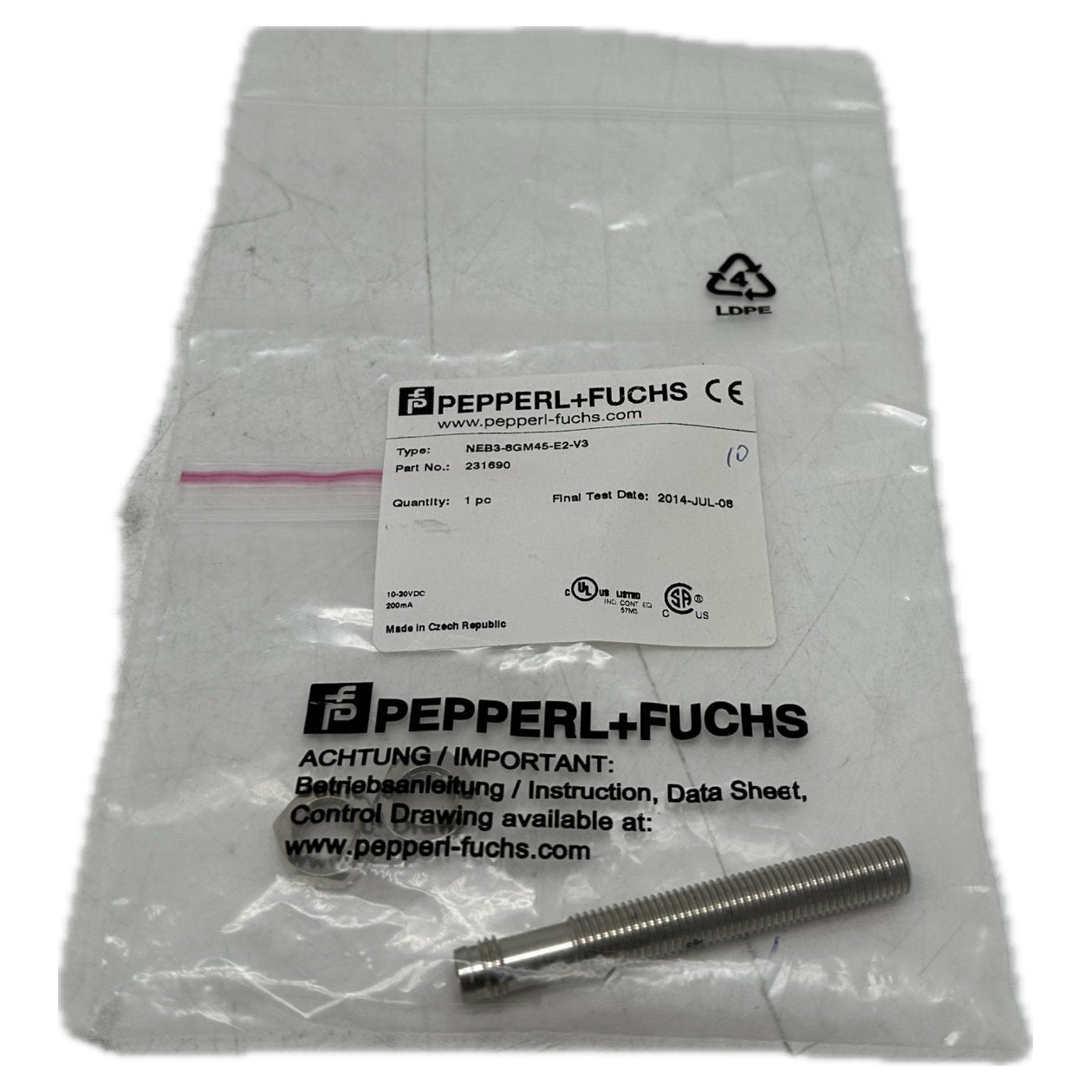 AJ1152 Posten 3 Stück Pepperl Fuchs NEB3-8GM45-E2-V3 231690_3