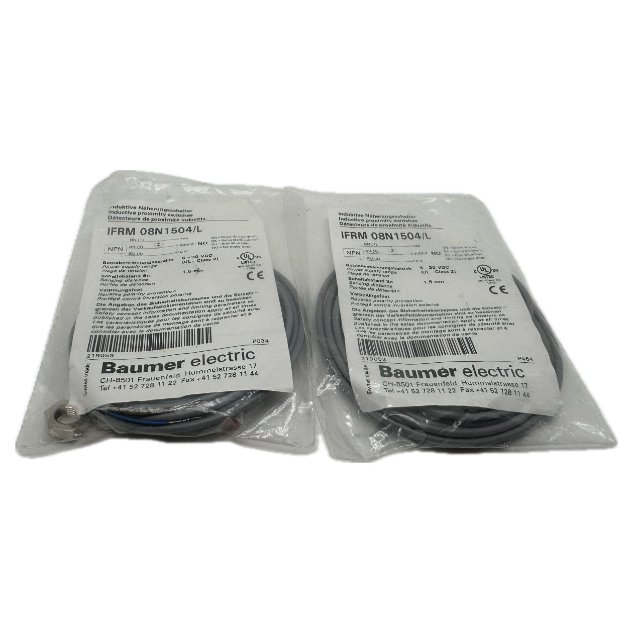 AJ1170 Posten 2 Stück Inductive Sensor Baumer electric IFRM 08N1504/L