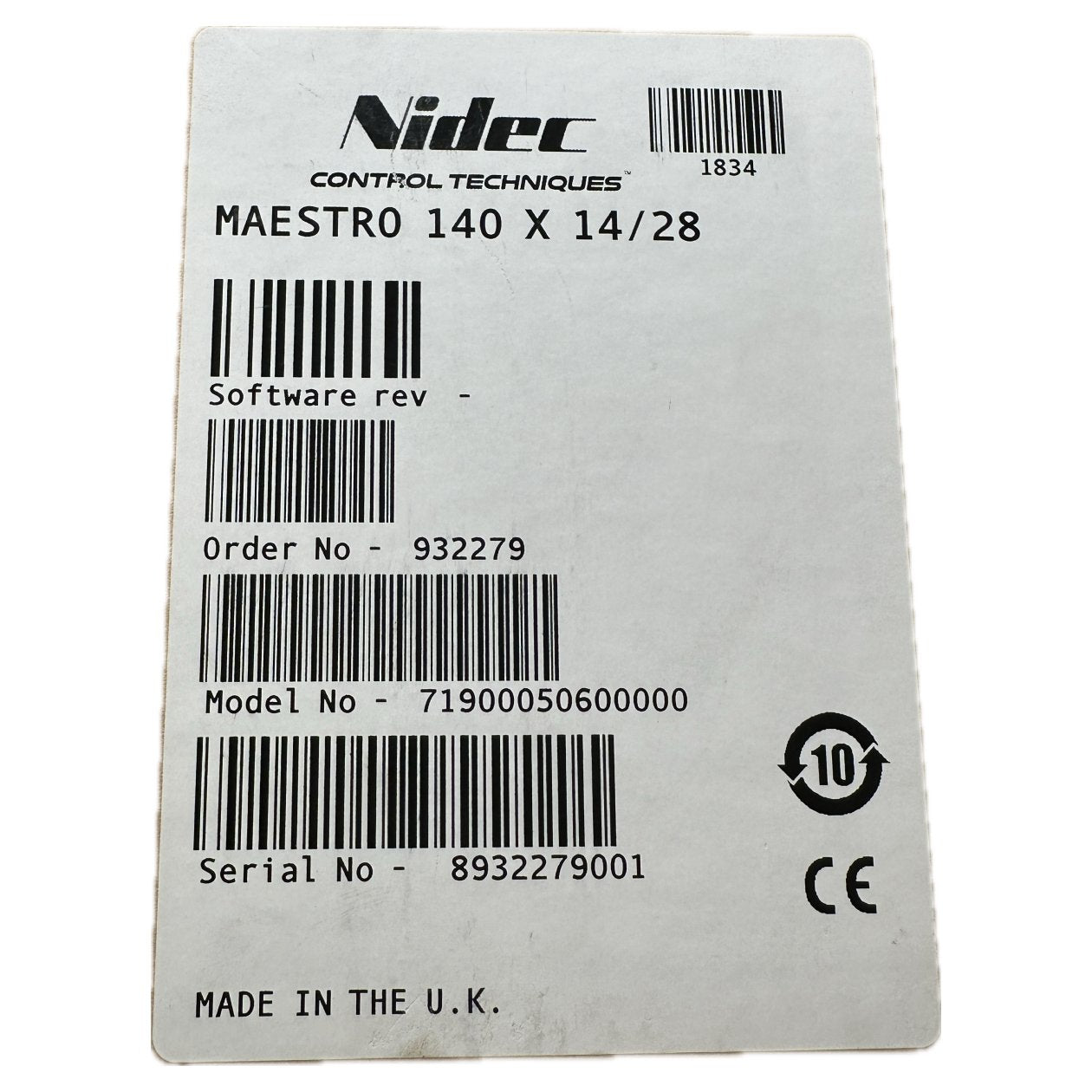 .AJ1186 Servo Drive Control Techniques MIDI Maestro 140x14/28 1,96KW_4