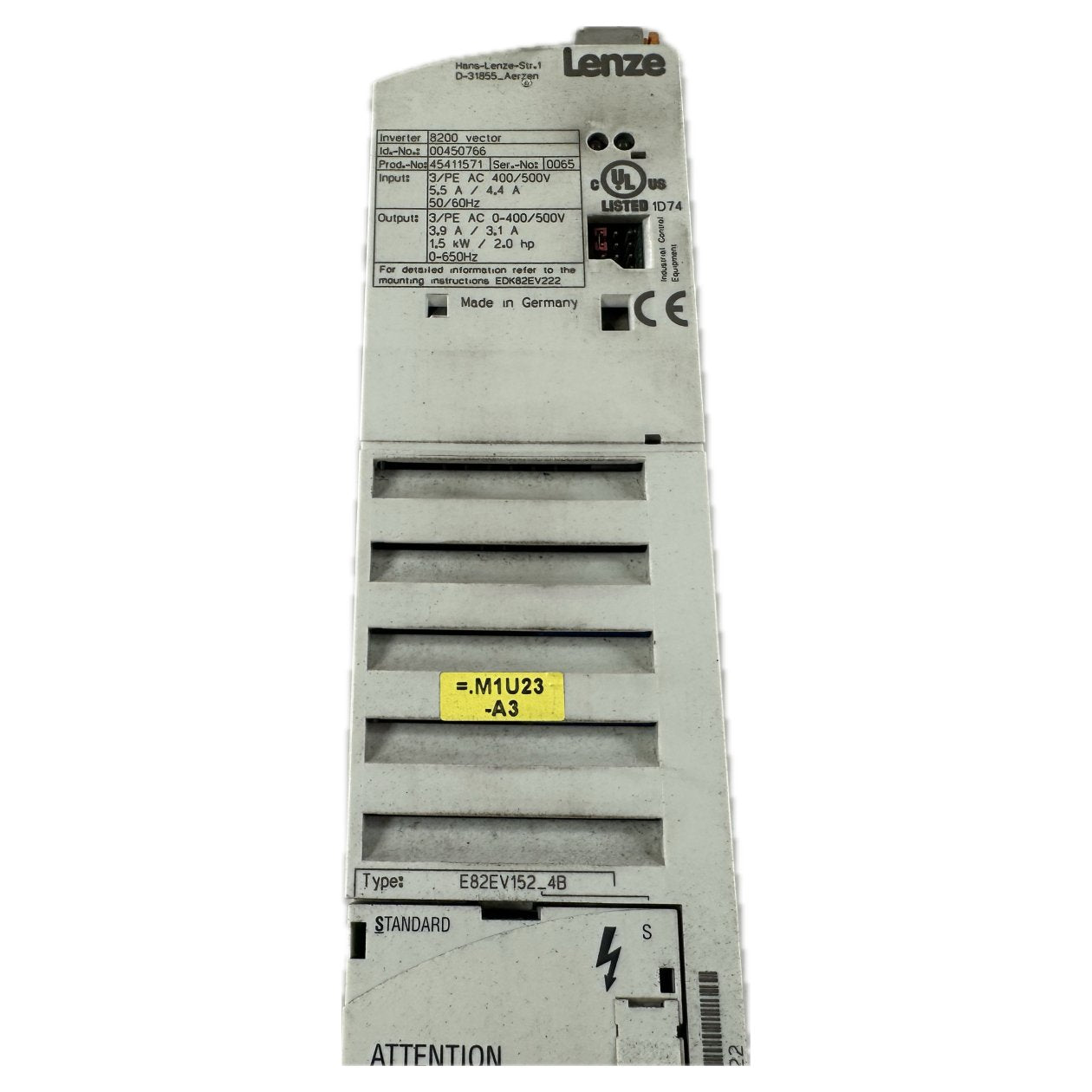 AJ1207 Frequenzumrichter Lenze E82EV152_4B 00450766 0-650Hz 1,5KW_3