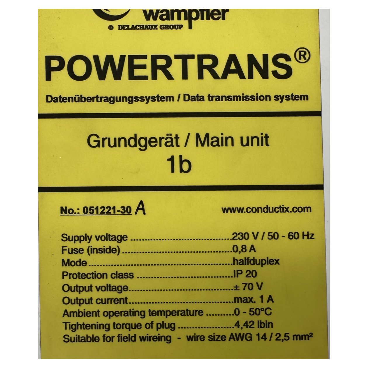 AJ207 Datenübertragungssystem Conductix Wampfler Grundgerät 1b 051221-30A_4