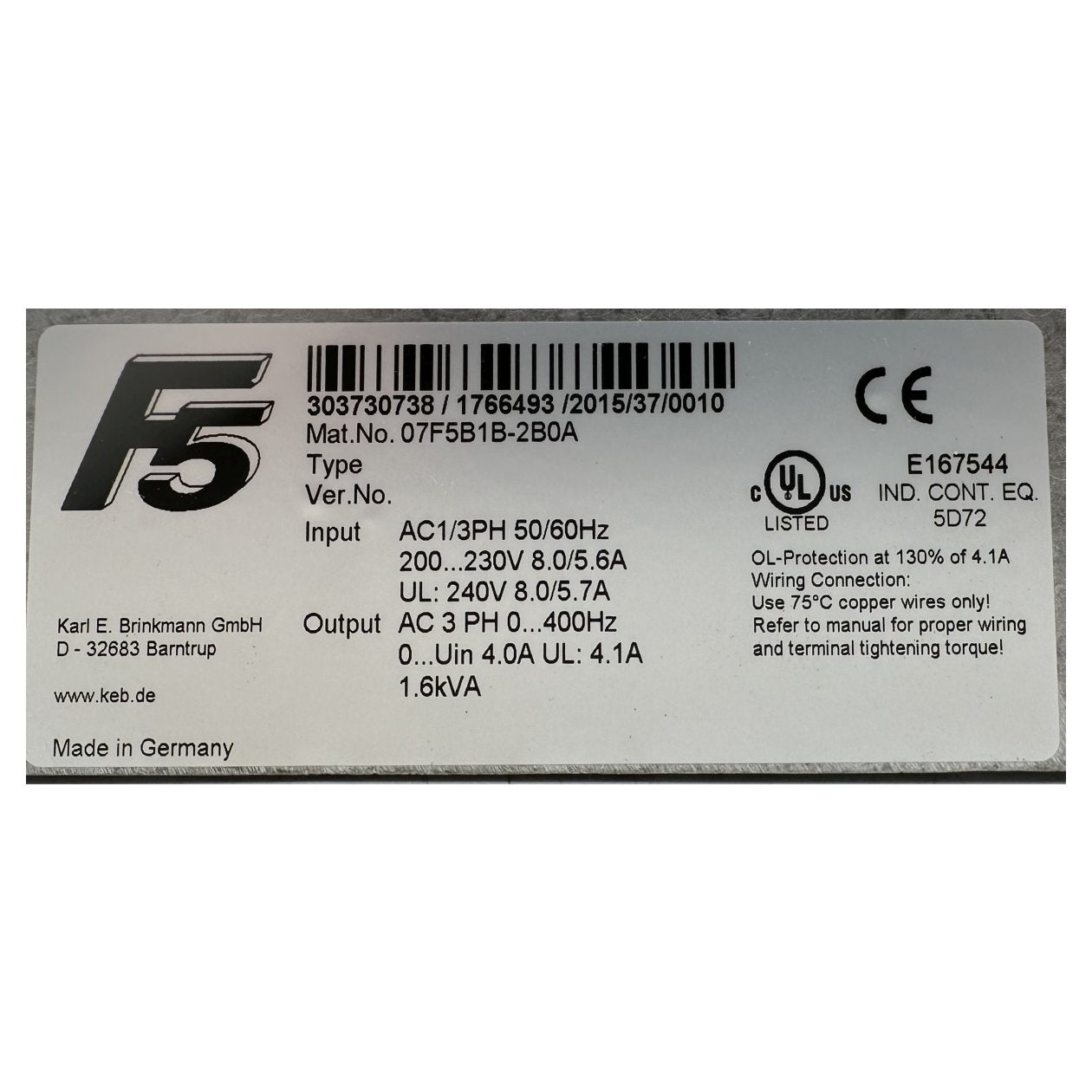 AJ266 Inverter KEB 07F5B1B-2B0A Geöffnet OVP_5