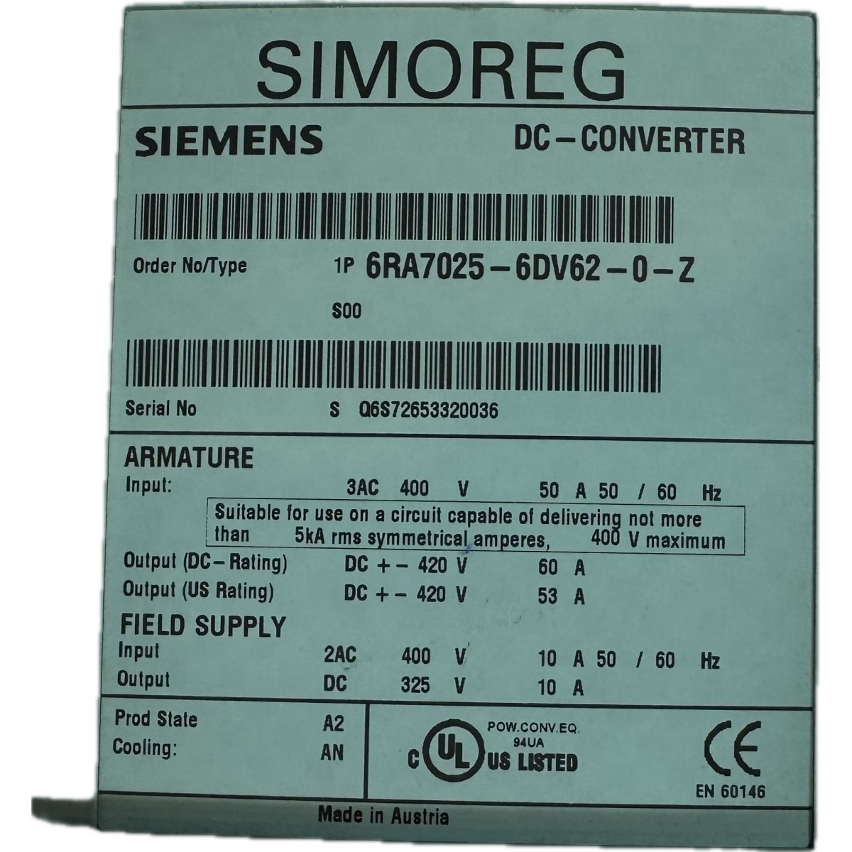 Siemens 6RA7025-6DV62-4