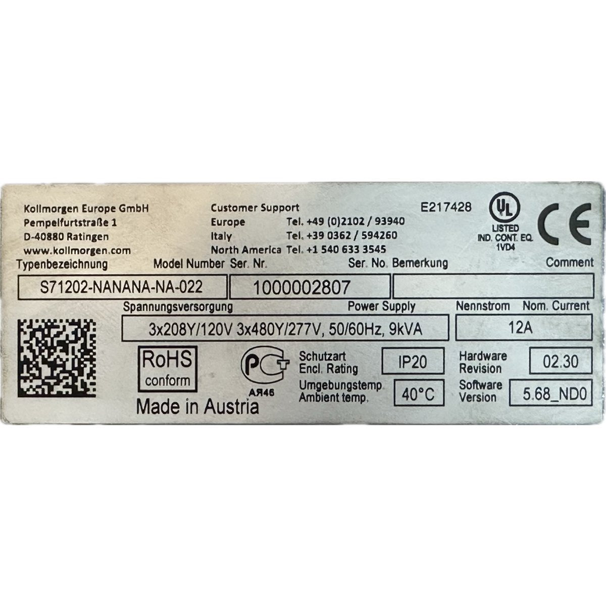 Kollmorgen S71202-NANANA-NA-022-4