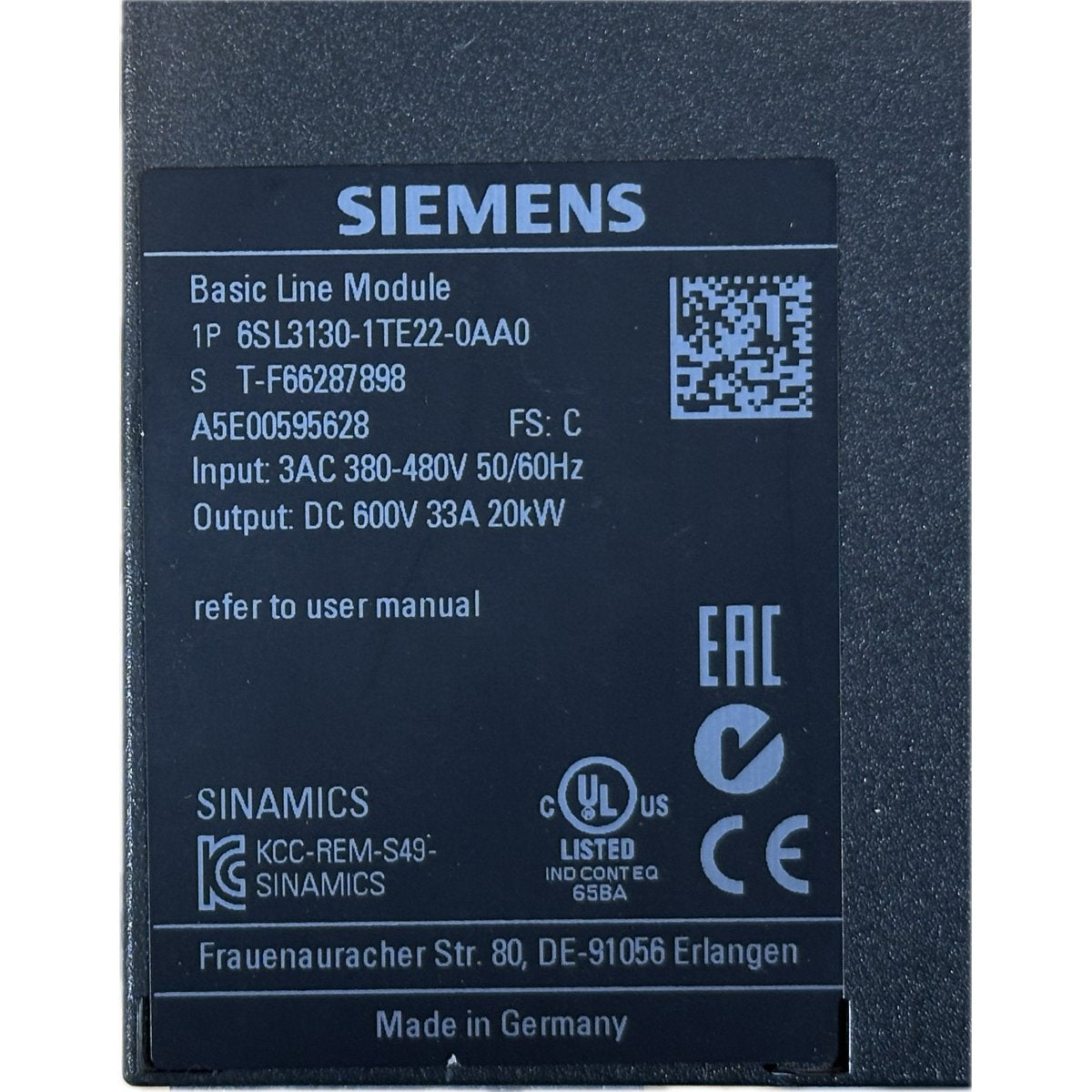 Siemens 6SL3130-1TE22-0AA0-4
