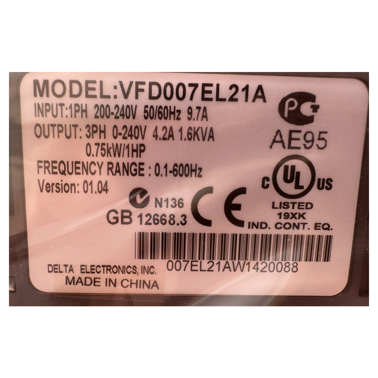 AJ690 Inverter Delta VFD007EL21A 007EL21AW1420088 OVP_4