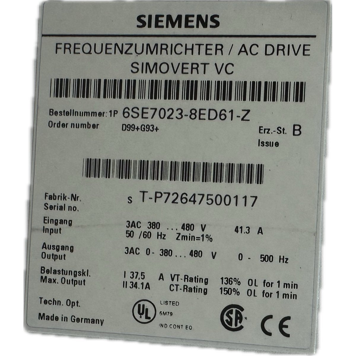 Siemens 6SE7023-8ED61-4