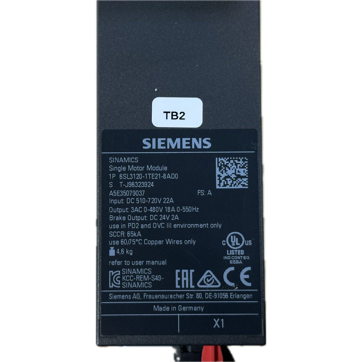 Siemens 6SL3120-1TE21-8AD0-4