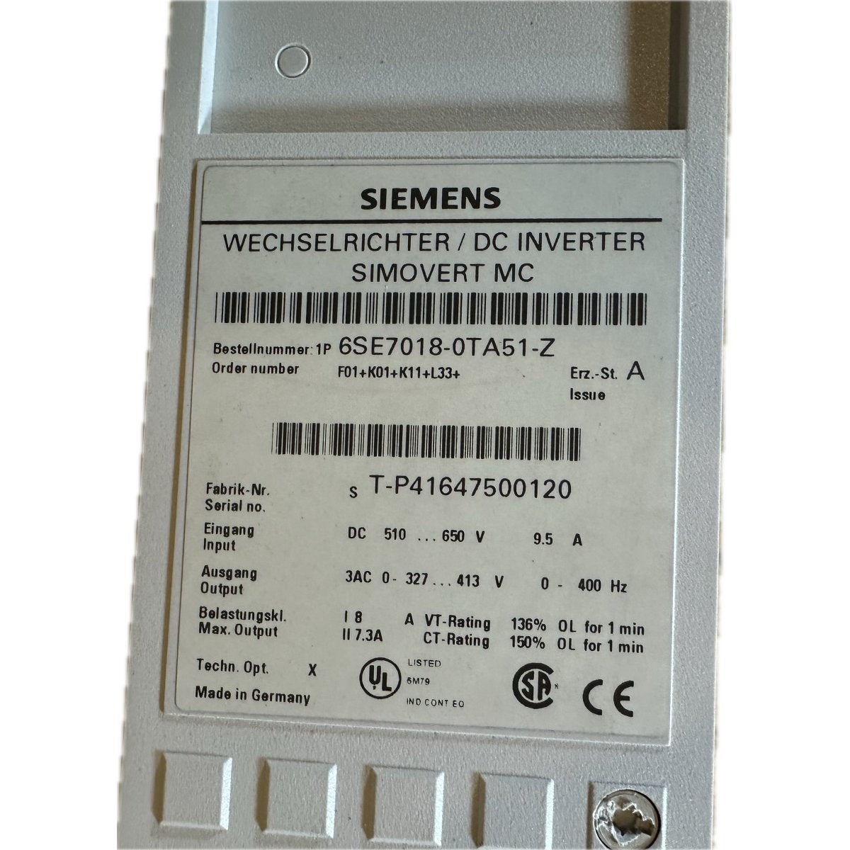 Siemens 6SE7018-0TA51-4