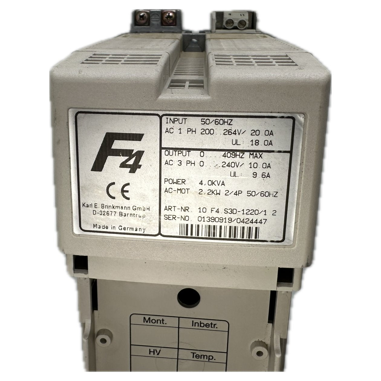 Frequenzumrichter KEB 10.F4.S3D-1220/1 0-409Hz 2,2KW ohne Deckel_4