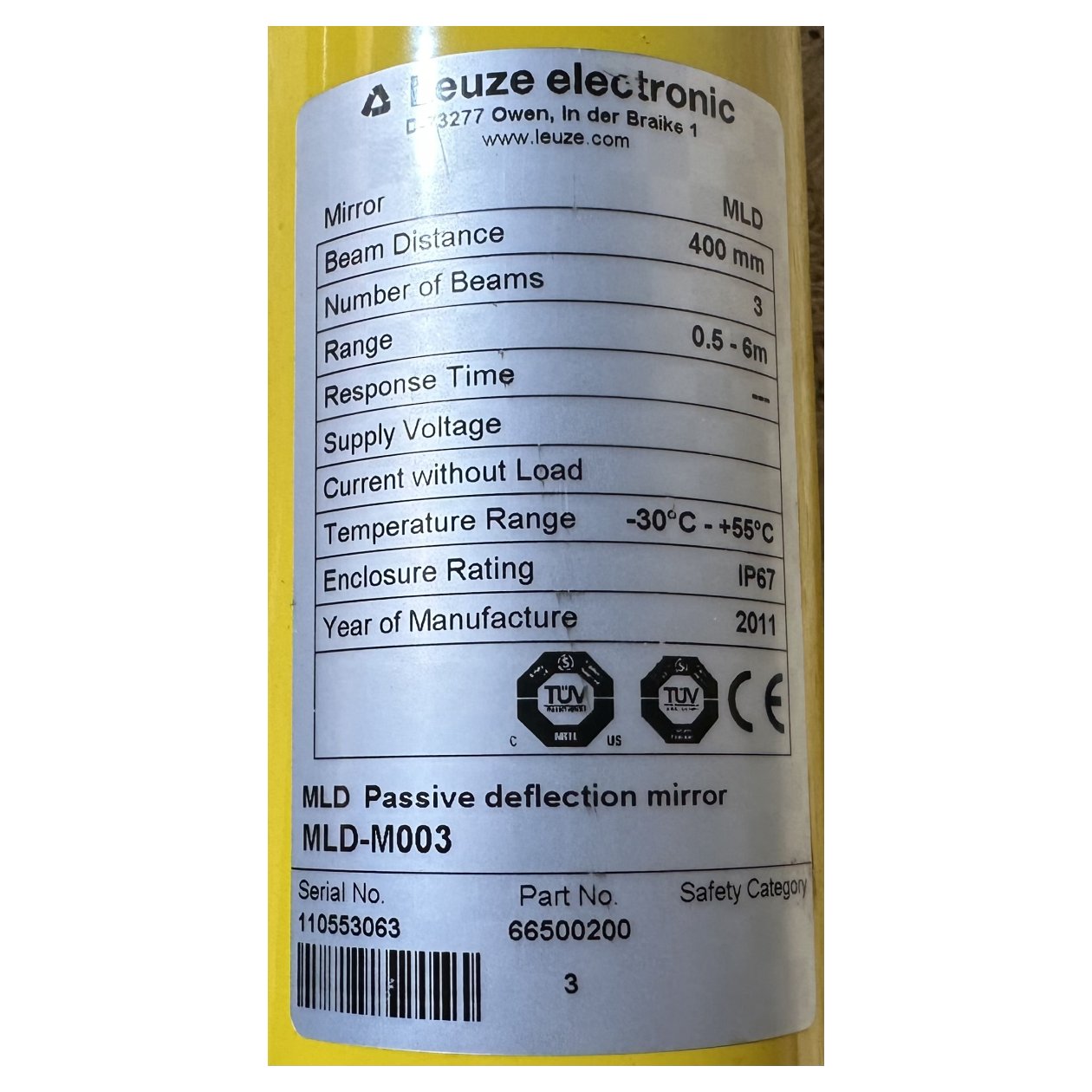 DJ1069 Passive Deflection Mirror Leuze MLD-M003 86cm_2