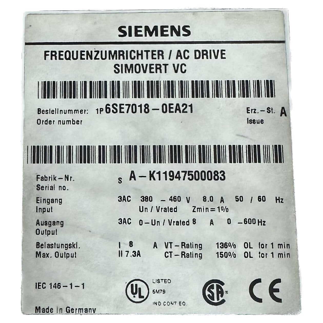 Siemens 6SE7018-0EA21_5