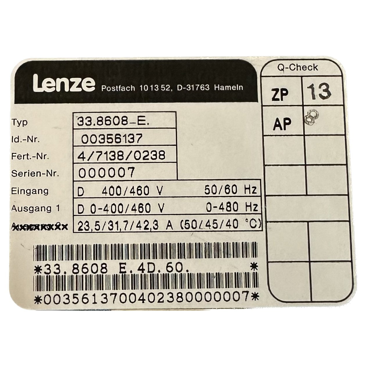 DJ122 Siemens Lenze 33.8608-E_4