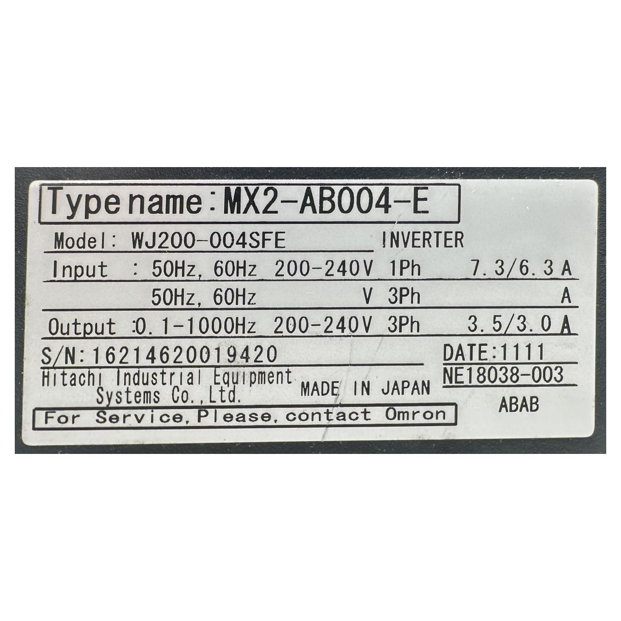 DJ560 Inverter Omron MX2-AB004-E WJ200-004SFE Deckel fehlt_4