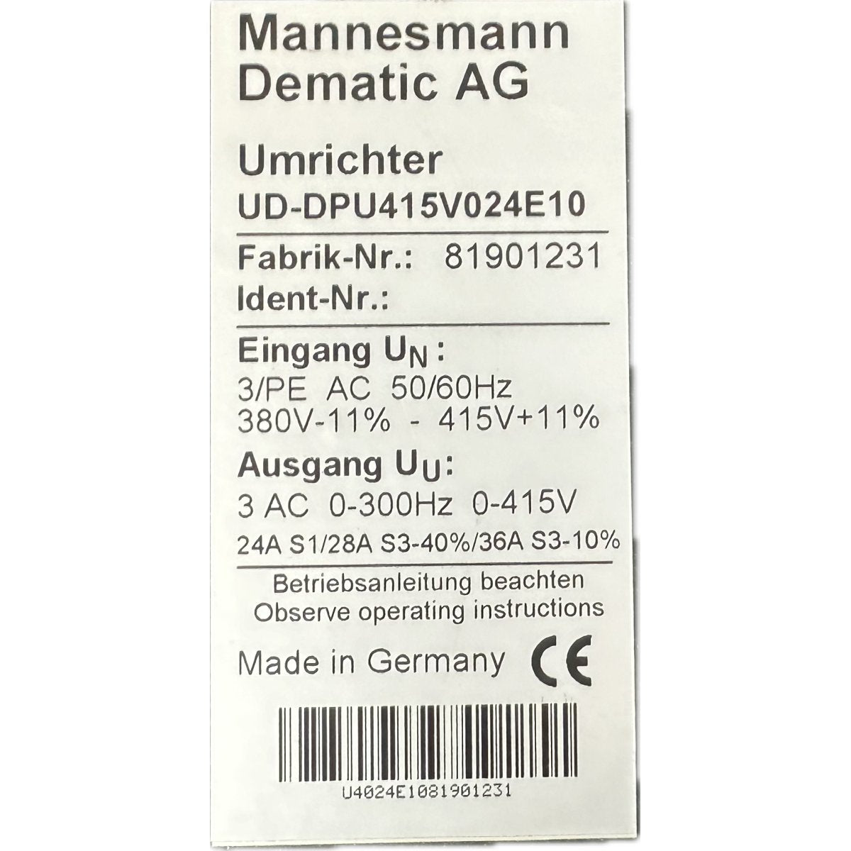 DEMAG UD-DPU415V024E10-4