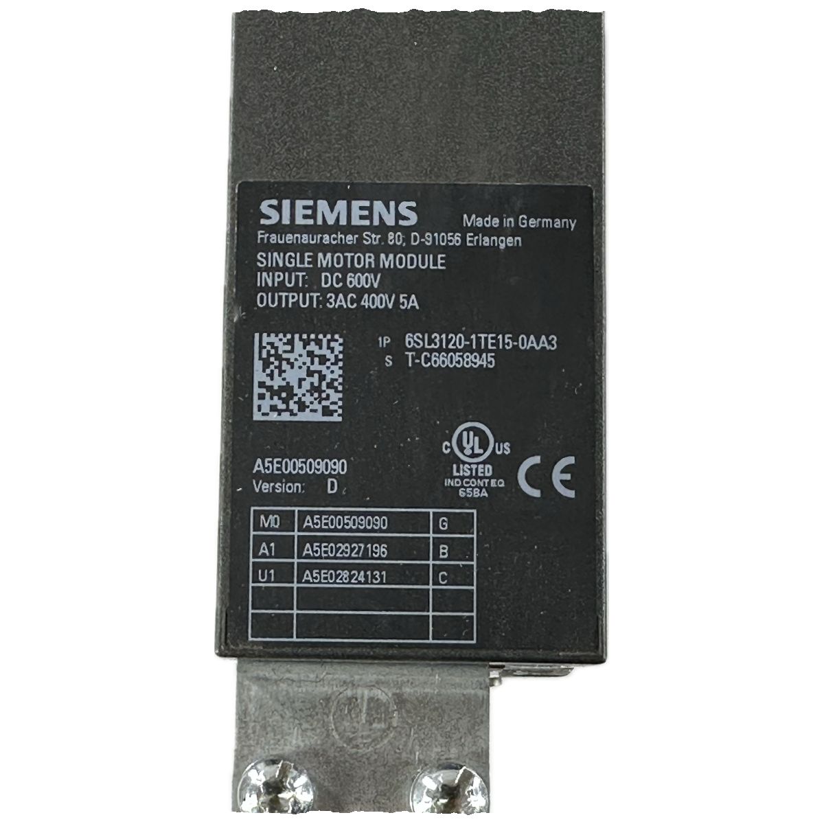 GJ278 Single Motor Module Siemens 6SL3120-1TE15-0AA3 Version D_4