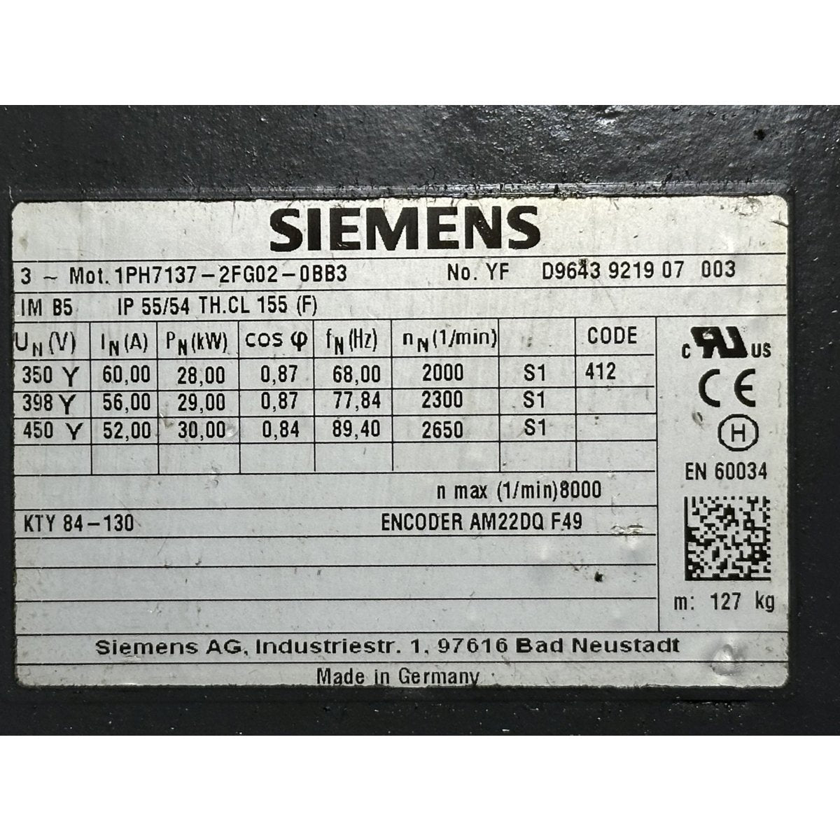 Siemens 1PH7137-2FG02-0BB3-4