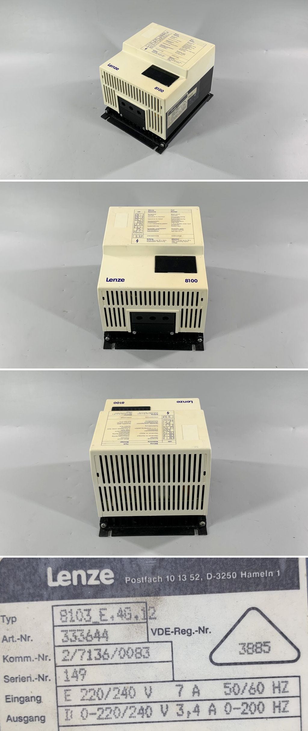 LK1992 Frequenzumrichter Lenze 8103_E.4G.12 333644