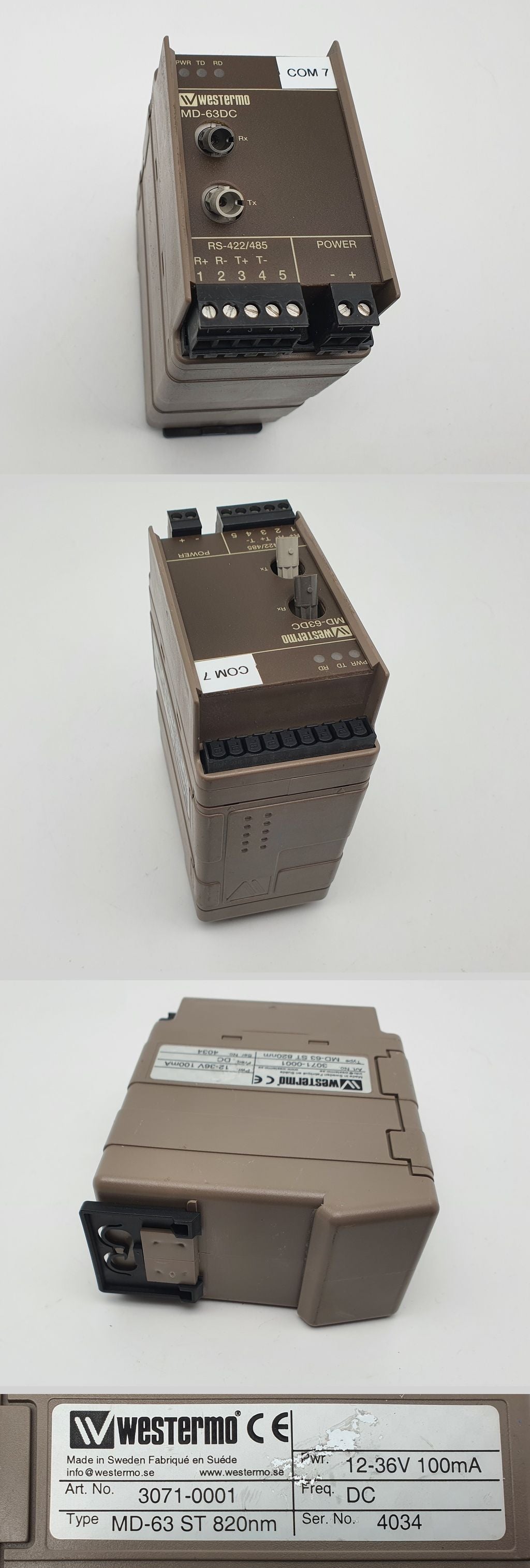 .LK2358 Fiber Optic Converter LWL Westermo MD-63 ST 820nm 3071-0001