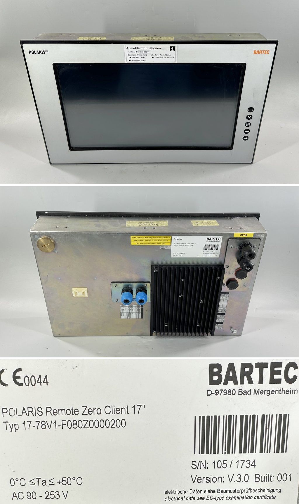 LK2534 Touchpanel Bartec 17-78V1-F080Z0000200