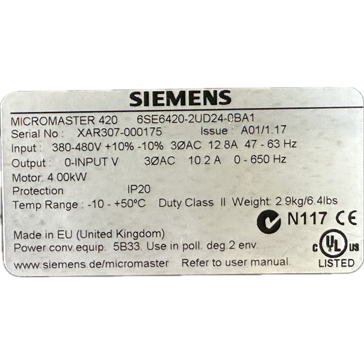 Siemens 6SE6420-2UD24-0BA1-5