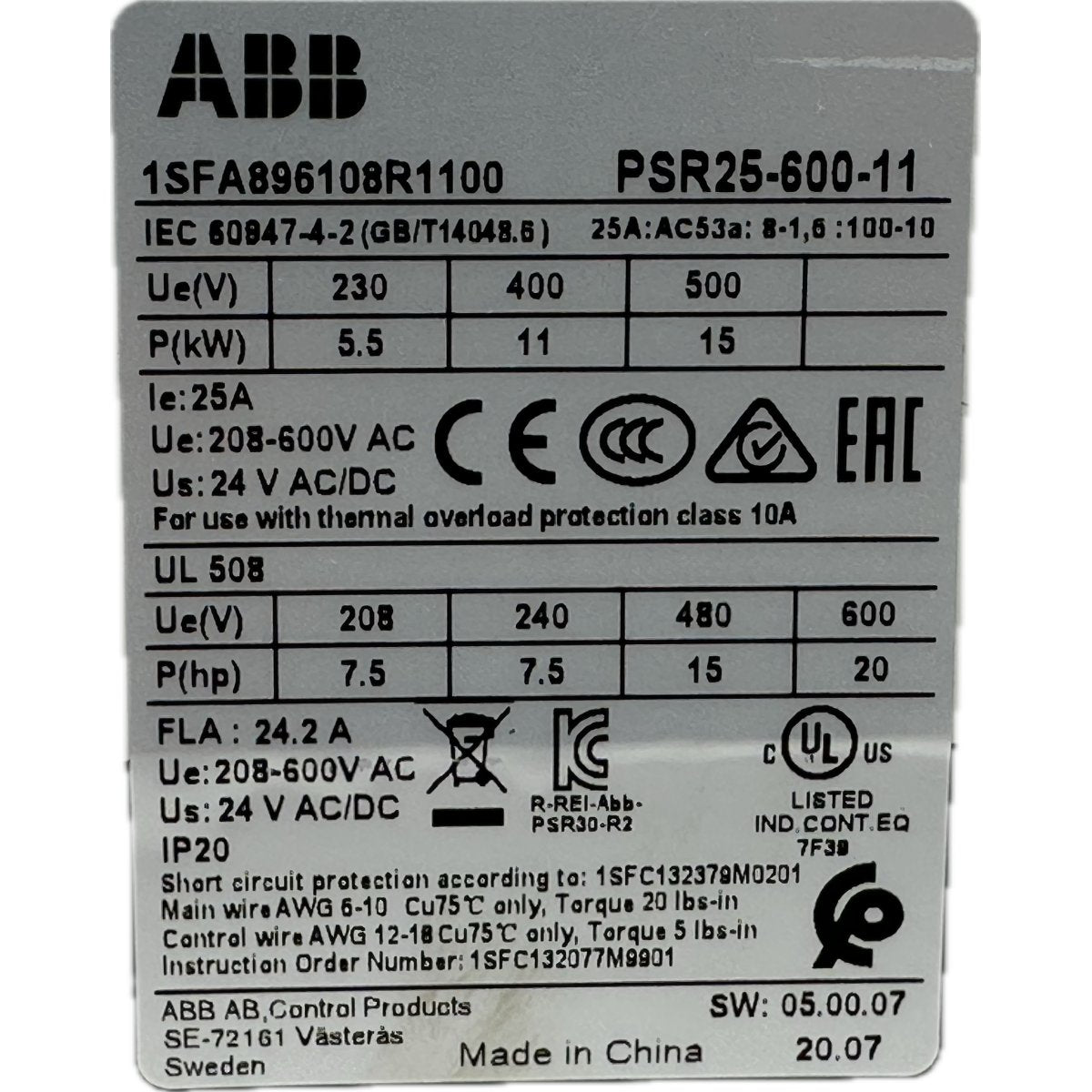 ABB PSR25-600-11-4