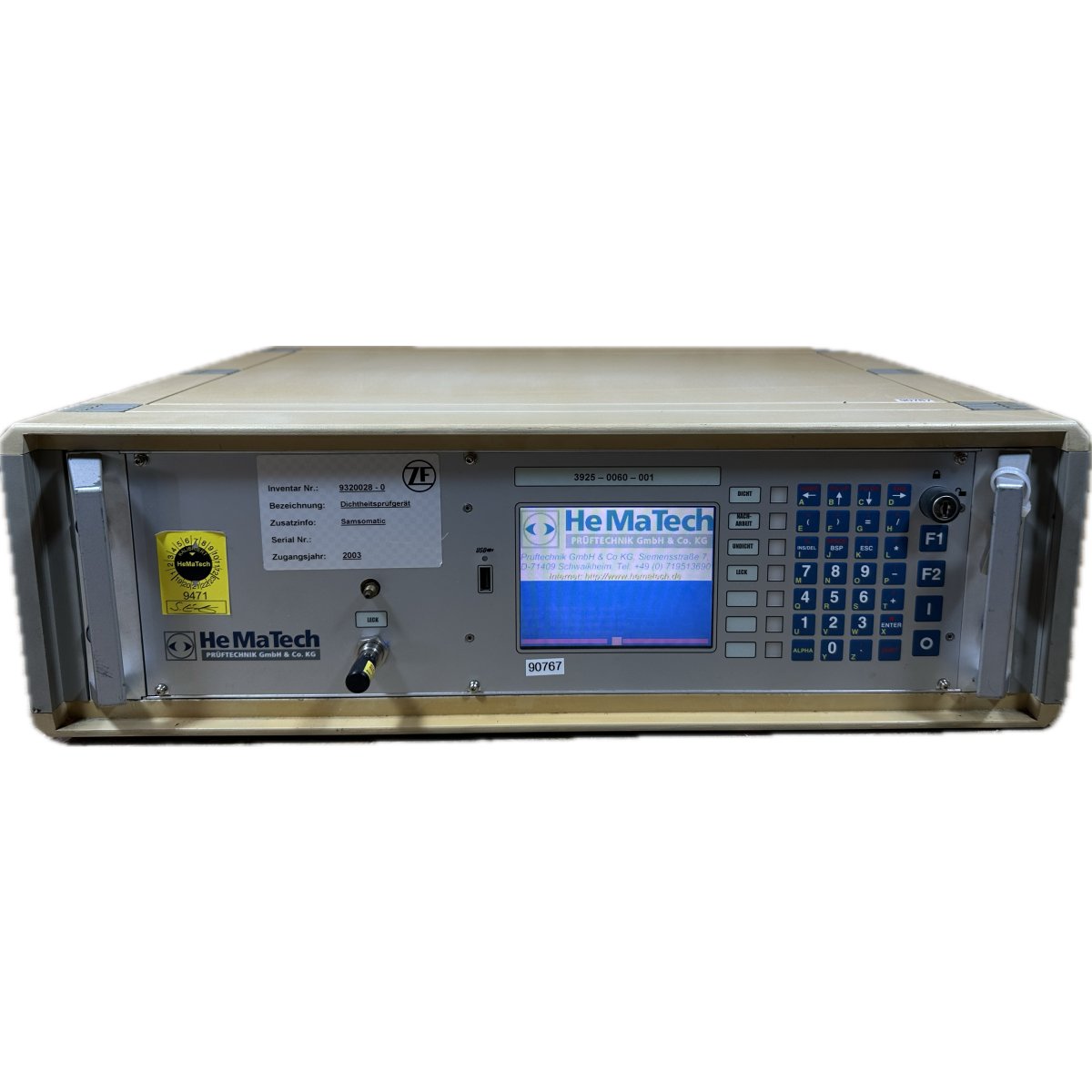 LK3934 Dichtheitsprüfgerät HeMaTech 3925-0050 Schlüssel fehlt