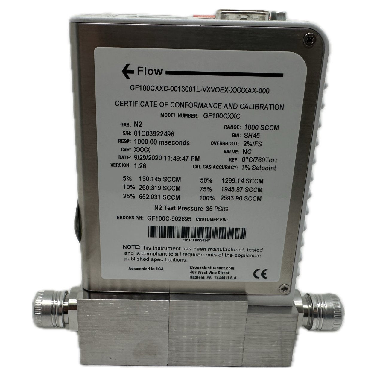 Thermal Mass Flow Controller Brooks GF100C-902895_3