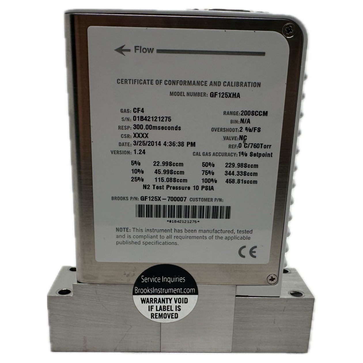 Thermal Mass Flow Controller Brooks GF125X-700007 GF125XHA_3