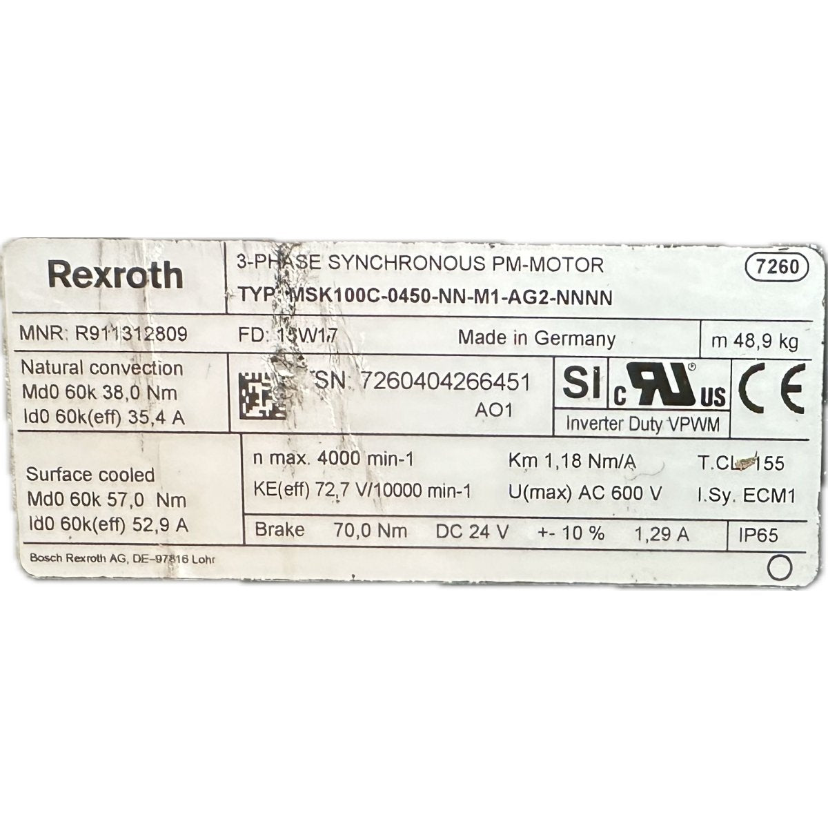 Rexroth MSK100C-0450-NN-M1-AG2-NNNN-4