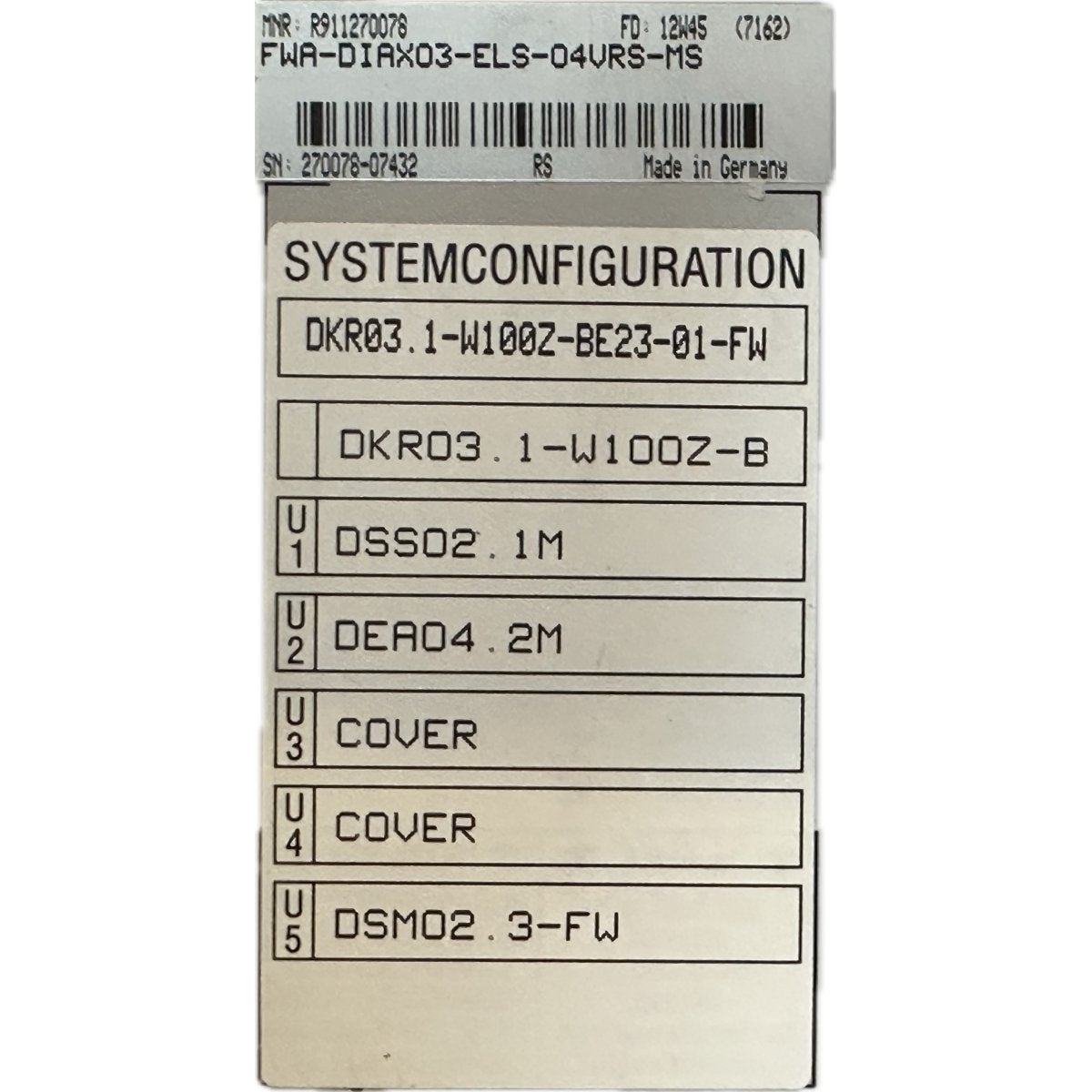 Indramat DKR03.1-W100Z-BE12-01-FW-4
