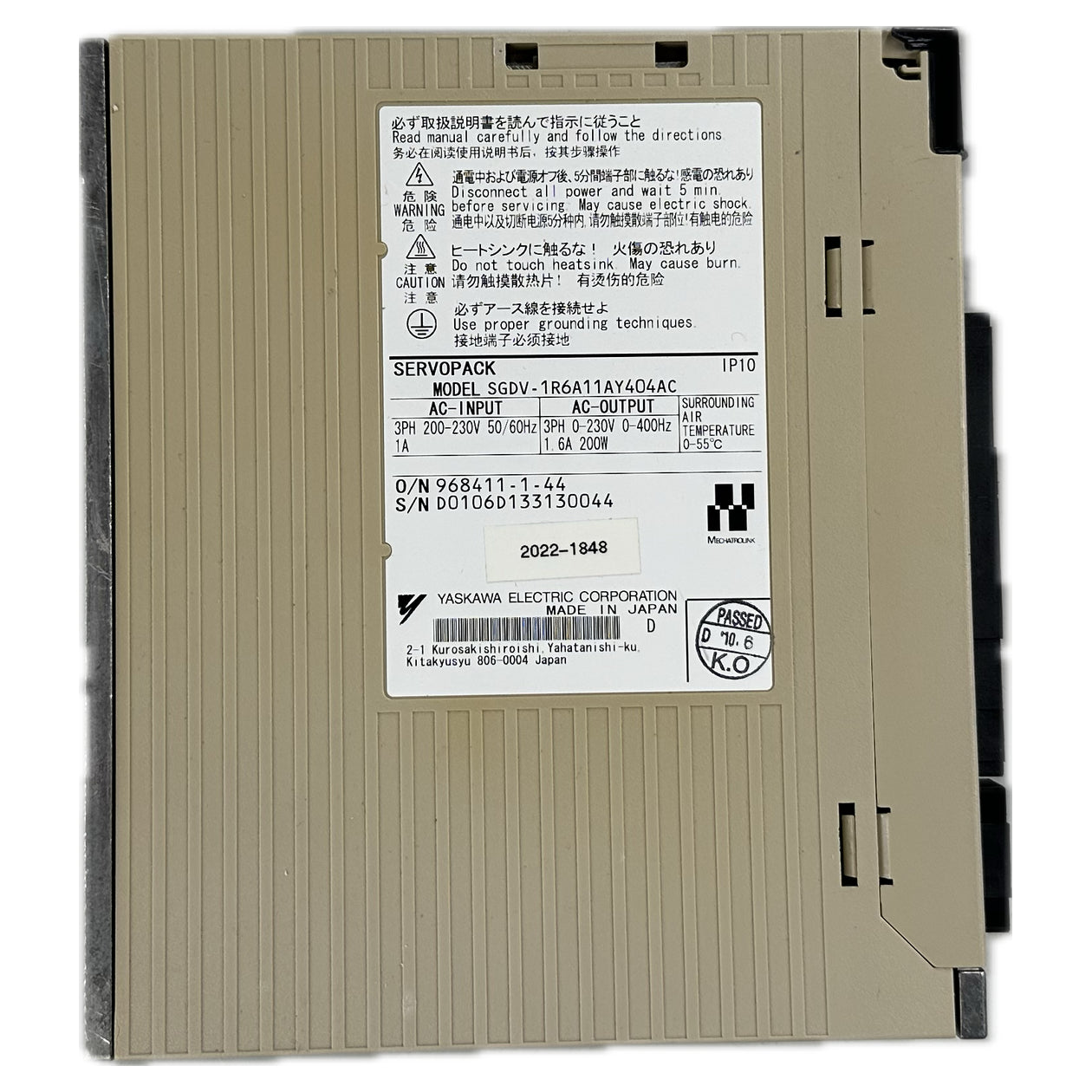 .LK4647 Servopack Yaskawa SGDV-1R6A11AY404AC_4