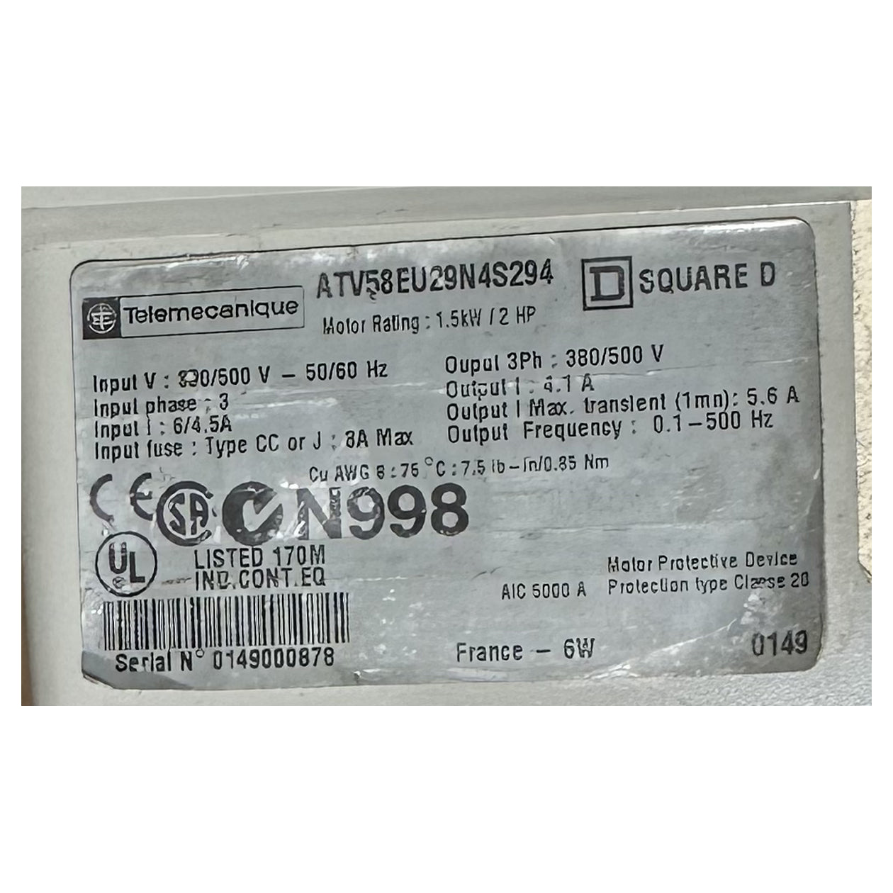 LK4735 Frequenzumrichter Telemecanique ATV58EU29N4S294 1,5KW 0,1-500Hz_5