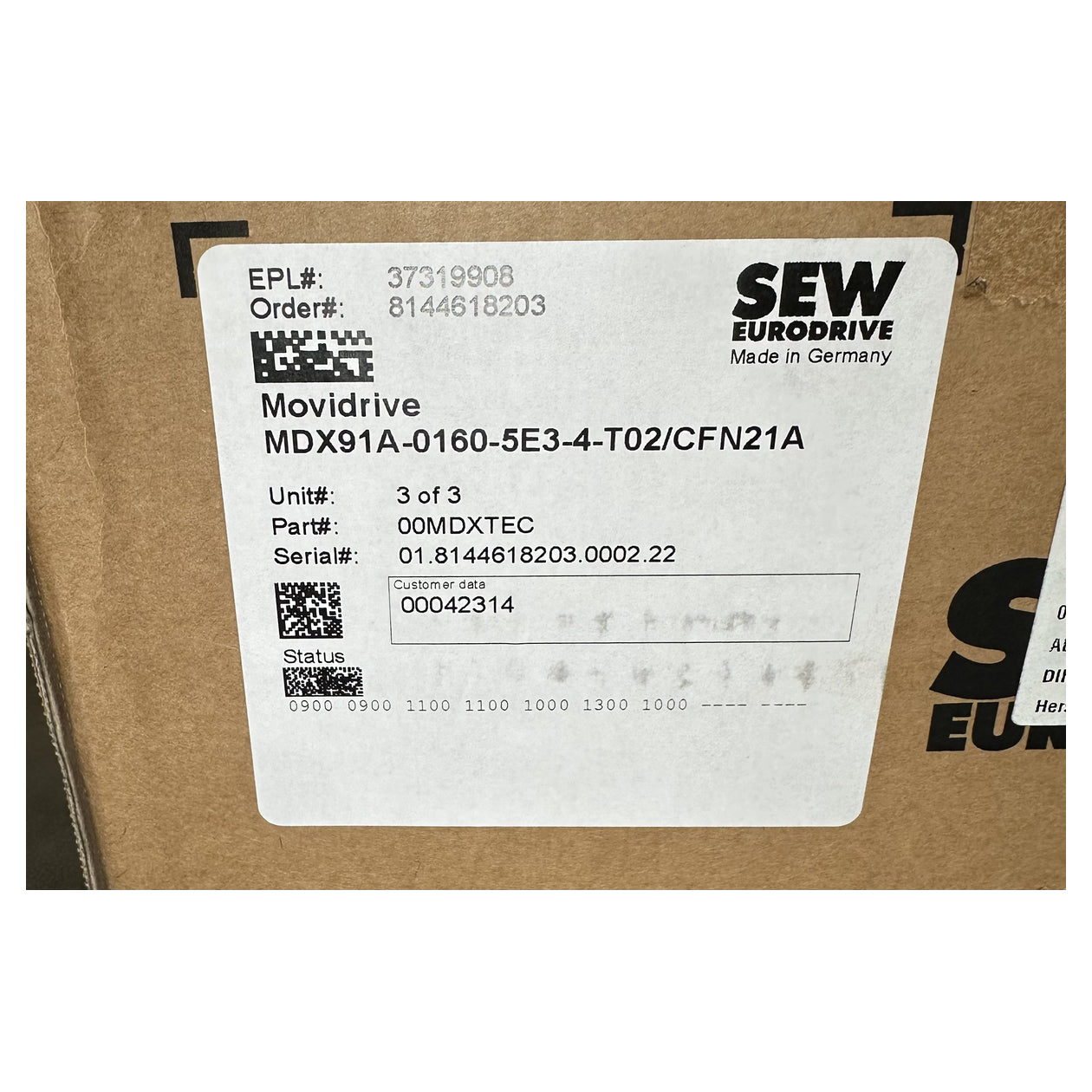 LK4775 Frequenzumrichter Inverter SEW MDX91A-0160-5E3-4-T02/CFN21A 2.22_8