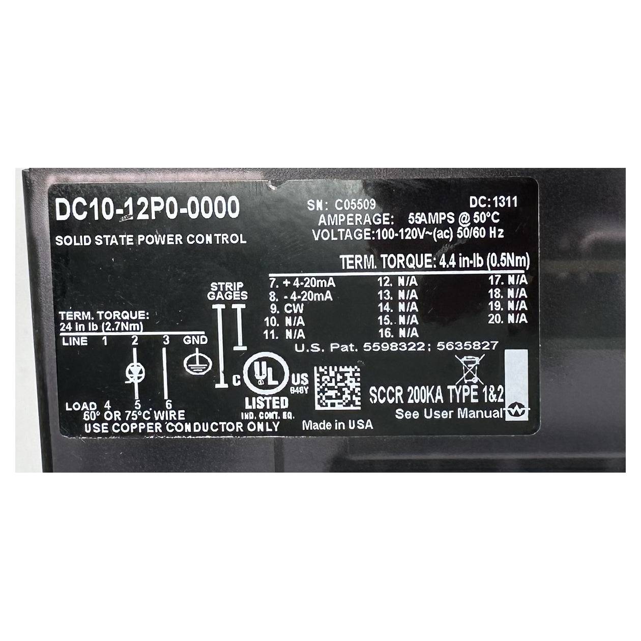 LK4922 Leistungssteller Thyristorsteller Watlow DC10-12P0-0000 100-120V AC_5