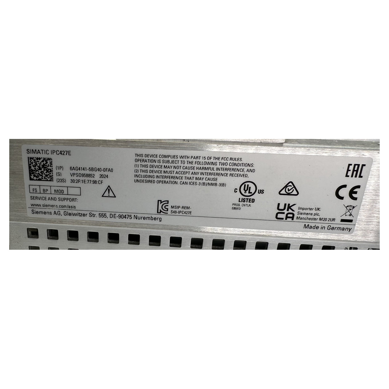 LK5221 Microbox Industrie PC IPC427E Siemens 6AG4141-5BG40-0FA0 2024_5