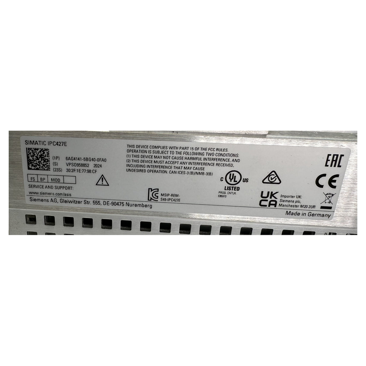 LK5221 Microbox Industrie PC IPC427E Siemens 6AG4141-5BG40-0FA0 2024_5