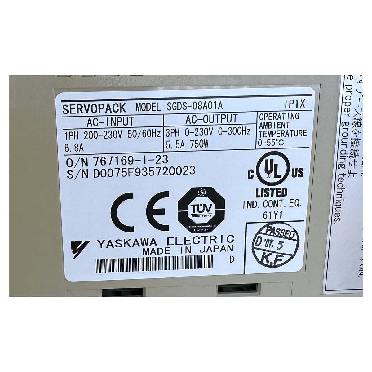 LK5268 Servo Drive Servo amplifier Yaskawa SGDS-08A01A 750W_4