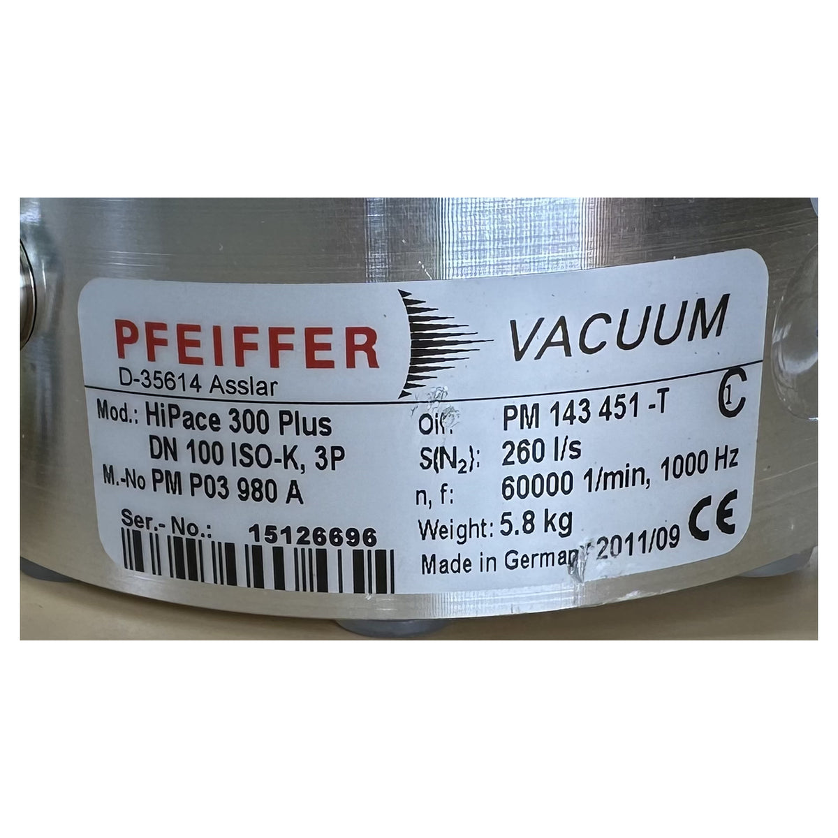 LK5360 Turbo pump vacuum pump Pfeiffer HiPace 300 Plus DN100 TC100 11.09_3