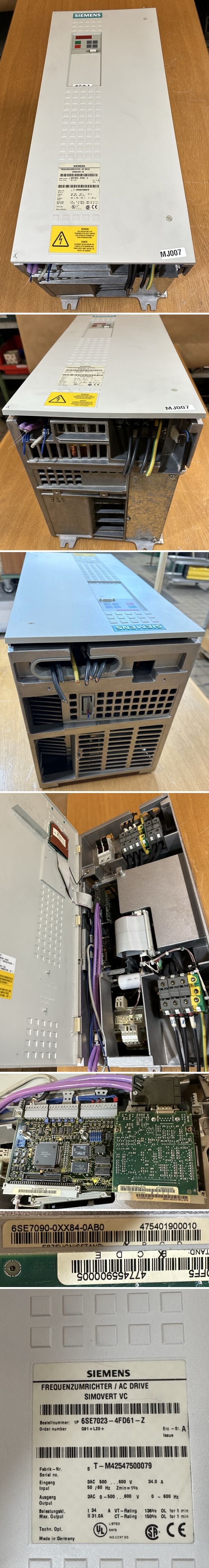 MJ007 Frequenzumrichter Siemens 6SE7023-4FD61-Z 6SE7090-0XX84 Scharnier defekt