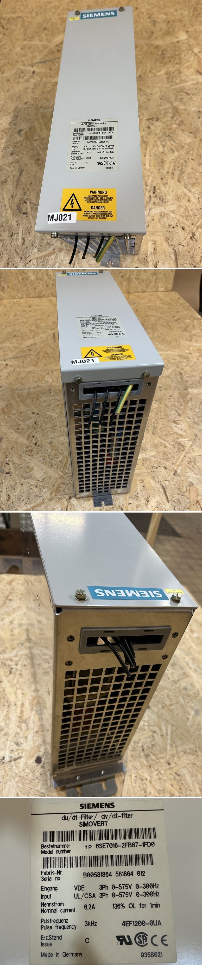 MJ021 du/dt r-Filter Siemens 6SE7016-2FB87-1FD0 6,2A