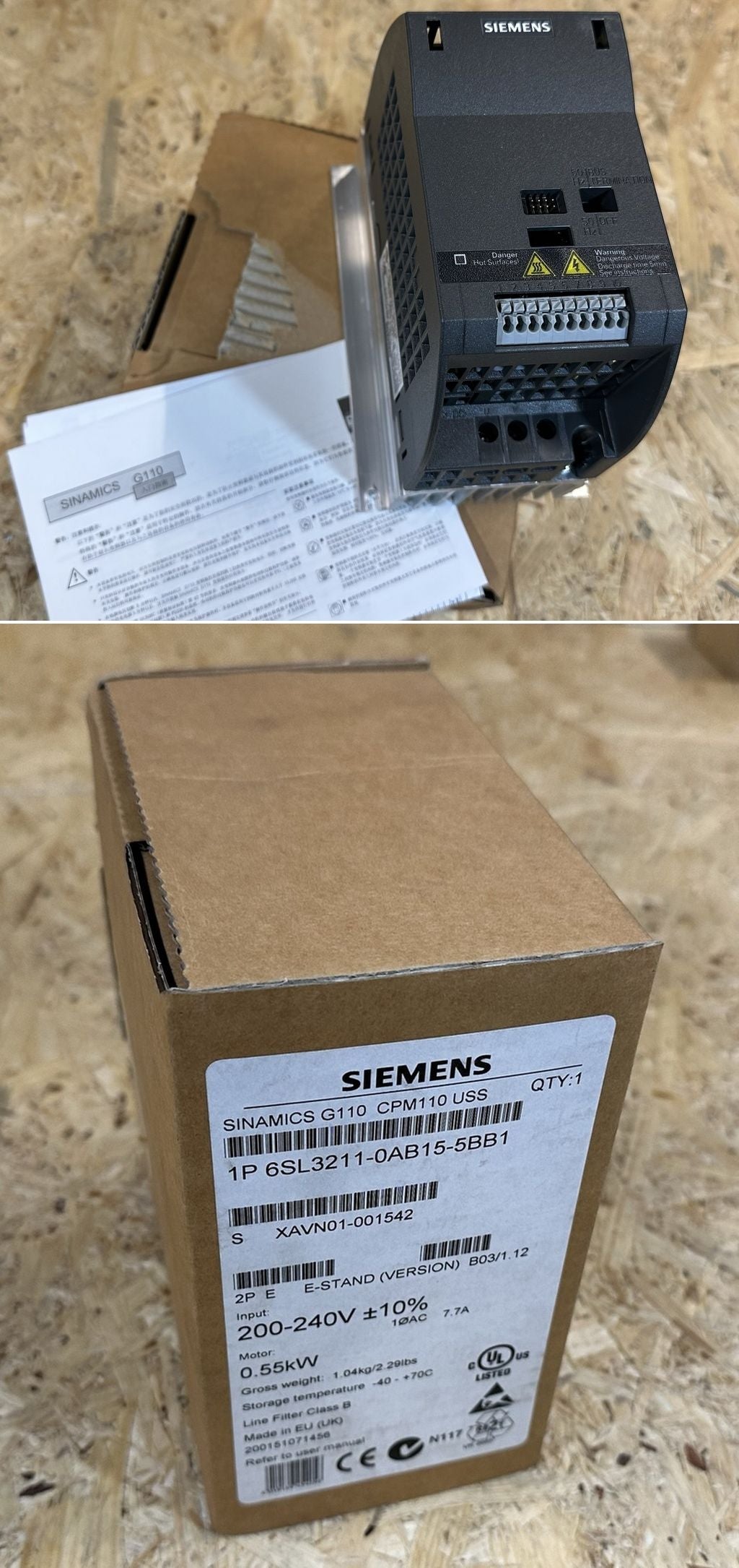 MJ090 Sinamics G110 Frequency Converter Siemens 6SL3211-0AB15-5BB1 0.55KW