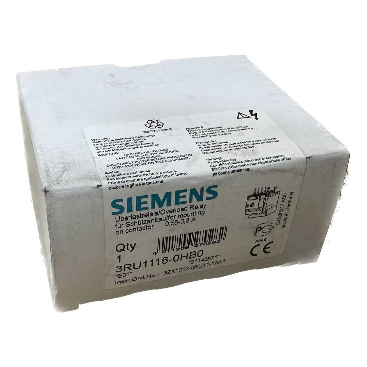 MJ105 Überlastrelais Motorschutzschalter Siemens 3RU1116-0HB0 0,55-0,8A