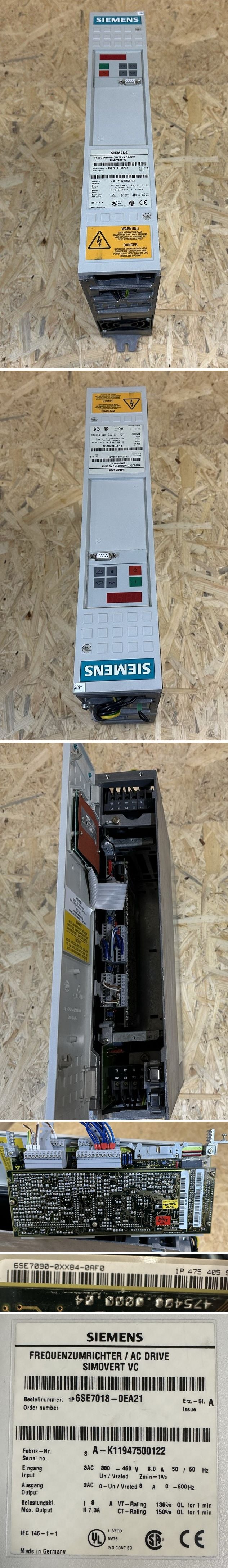 MJ373 Frequenzumrichter Siemens 6SE7018-0EA21 6SE7090-0XX84-0AF0 8A