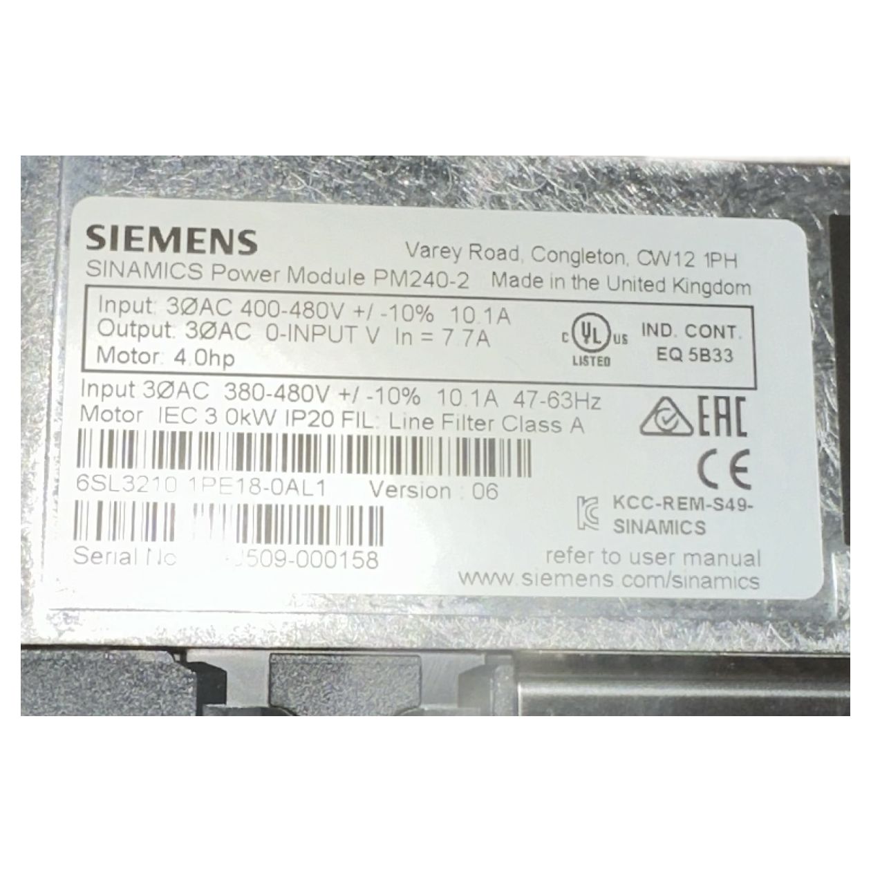 MJ376 Siemens 6SL3210-1PE18-0AL1 3KW_4