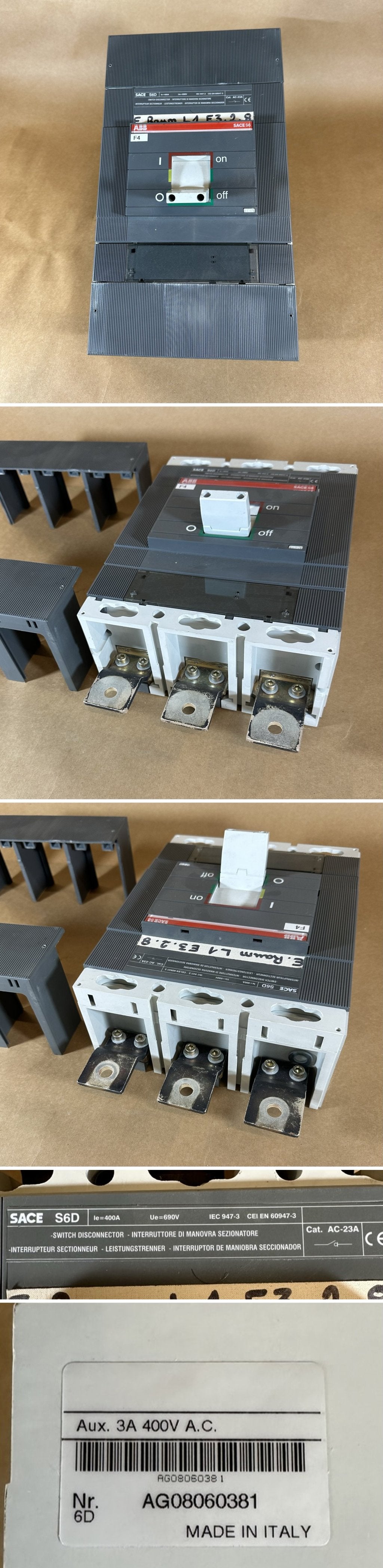 MJ430. Hauptschalter Leistungsschalter ABB SACA S6D 400A