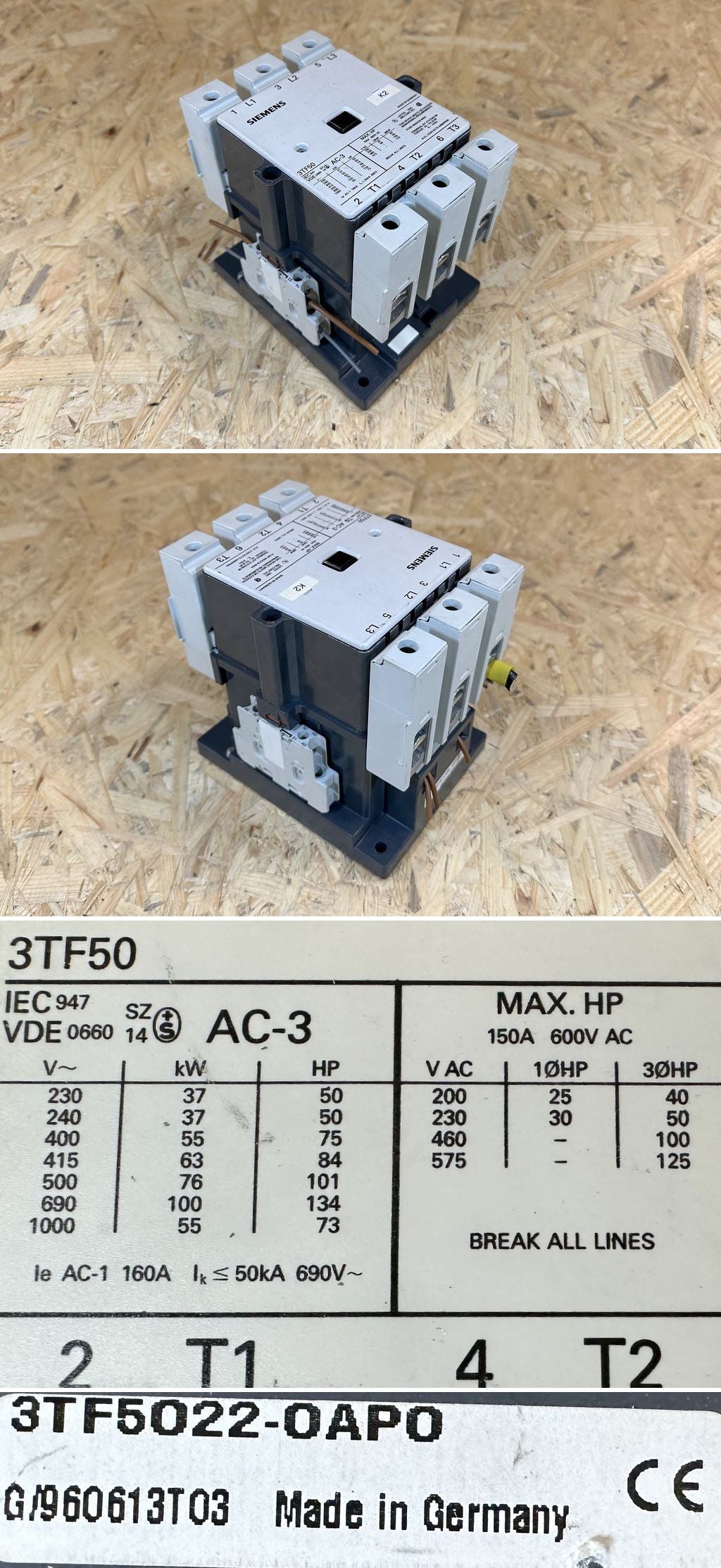 .MJ506. Schütz Siemens 3TF5022-0AP0 55kW Spule 230V/AC