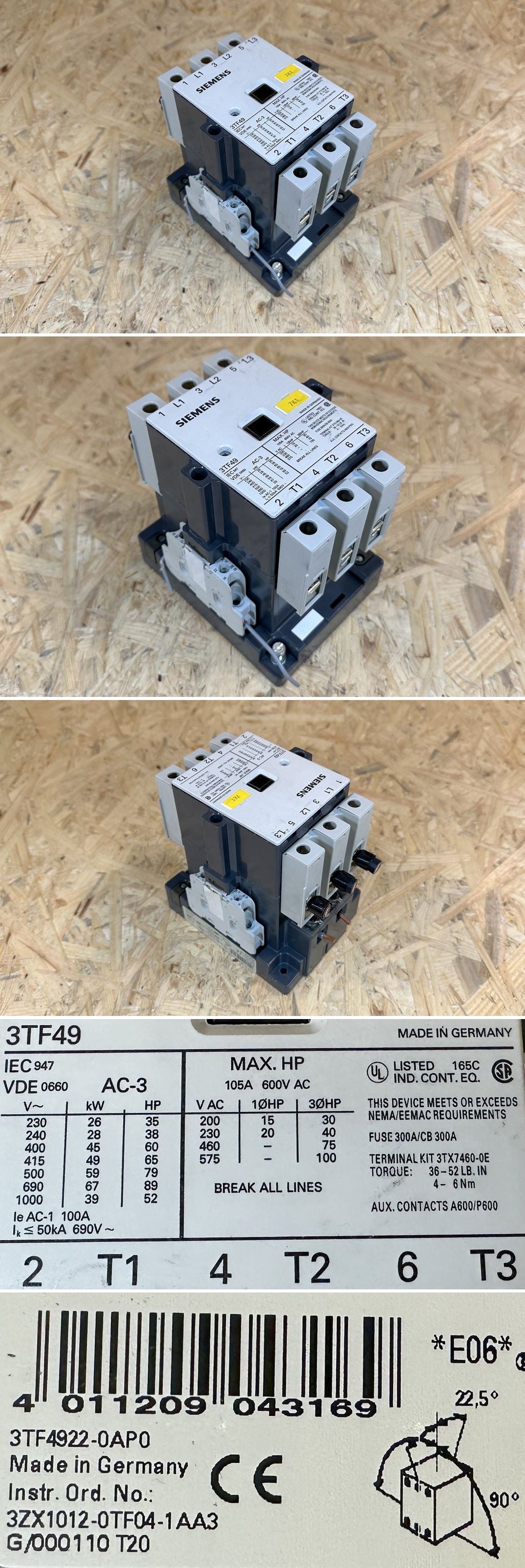MJ512. Schütz Siemens 3TF4922-0AP0 45kW Spule 230V/AC